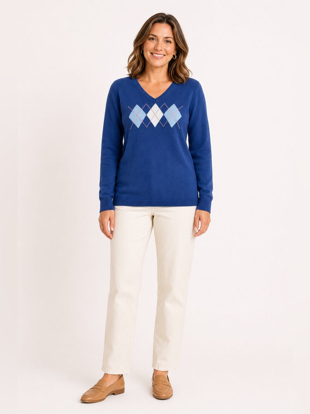 DUCK HEAD WOMEN’S  VINTAGE BLUE LONG SLEEVE V-NECK SWEATER SIZE LARGE
